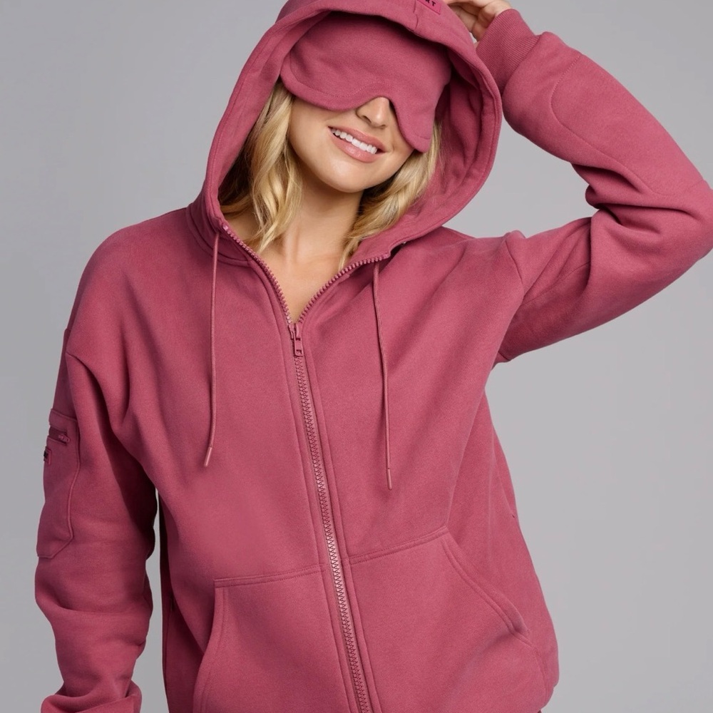Cozy berry Hoodie with Eye Mask